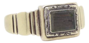 Antique Georgian 14k Gold Mourning Ring With Braided Hair, Size 8