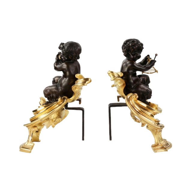 Louis XV Style Firewood Cabinets in Gilded and Patinated Bronze, Set of 2 For Sale - Image 4 of 6