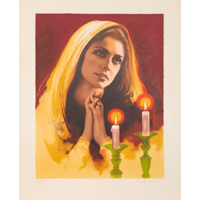 Shabbas Candles VIII B, Sandu Liberman Lithograph For Sale