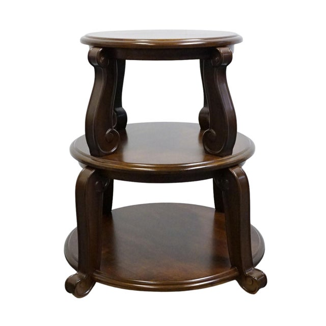 Wood Ashley Furniture Brookfield Collection Contemporary Traditional 24" Round Tiered Accent End Table T496-2 For Sale - Image 7 of 11