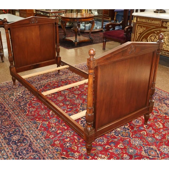 1980s Vintage Walnut French Empire Style Narrow Twin Bed For Sale - Image 5 of 10