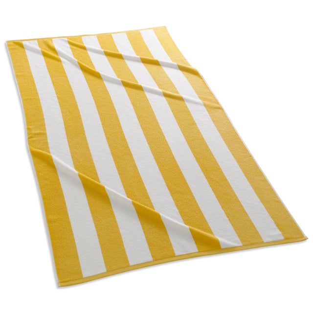 Contemporary Cabana Stripe Beach Towel in Yellow For Sale - Image 3 of 3