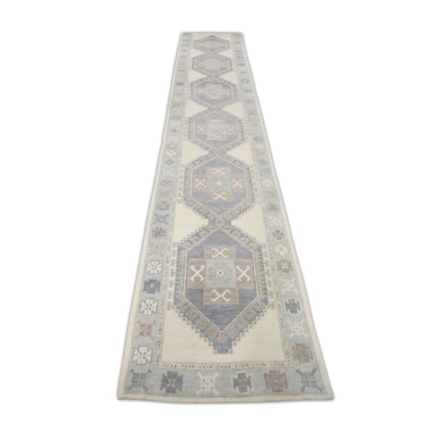 Textile Modern Turkish Oushak Rug 3'1" x 16'8" For Sale - Image 7 of 8