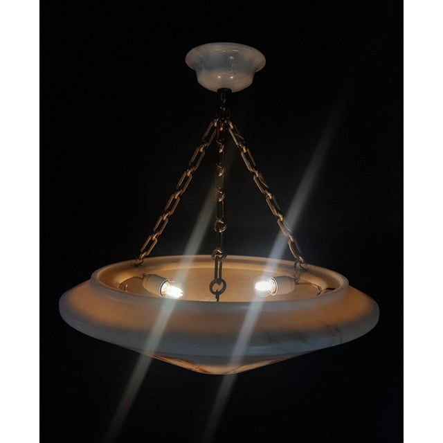 Art Deco Three-Light Alabaster Pendant Lamp, 1920s For Sale - Image 11 of 12