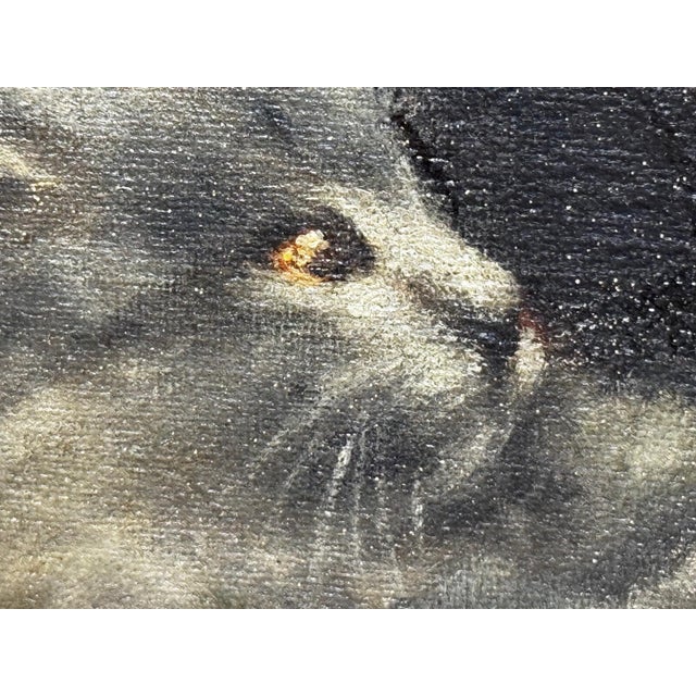 Gray British Persian Cat Oil Painting by Agnes Augusta Talboys Rwa With Decorative Tea Service For Sale - Image 8 of 18