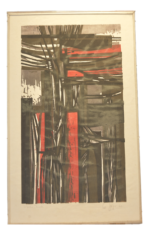 Konstruktion, Ev Grüger, 1960, Color Lithograph Framed Under Glass, Proof Print on Japanese Paper