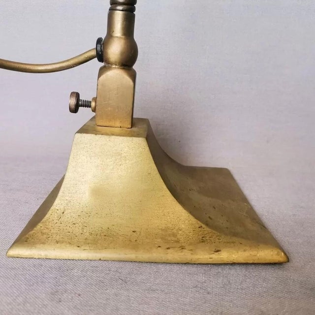 Art Nouveau Flexible Brass Goose Neck and Glass Table Lamp, 1950s For Sale - Image 9 of 13