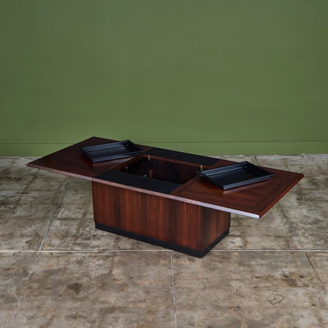Wood Rosewood Sliding Coffee Bar Table by E. Pedersen & Søn For Sale - Image 7 of 18
