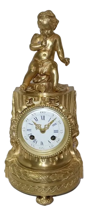 Louis XVI Style Golden Bronze Clock