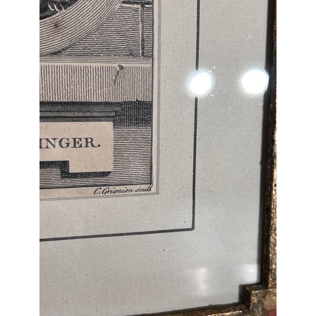 17th Century Engraving Displayed in Fine Mated, Gilt and Painted Frame For Sale - Image 4 of 12