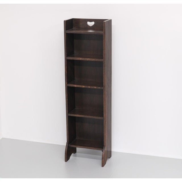 Heart Narrow Open Bookcase in Oak from Liberty & Co., 1905 For Sale - Image 11 of 12