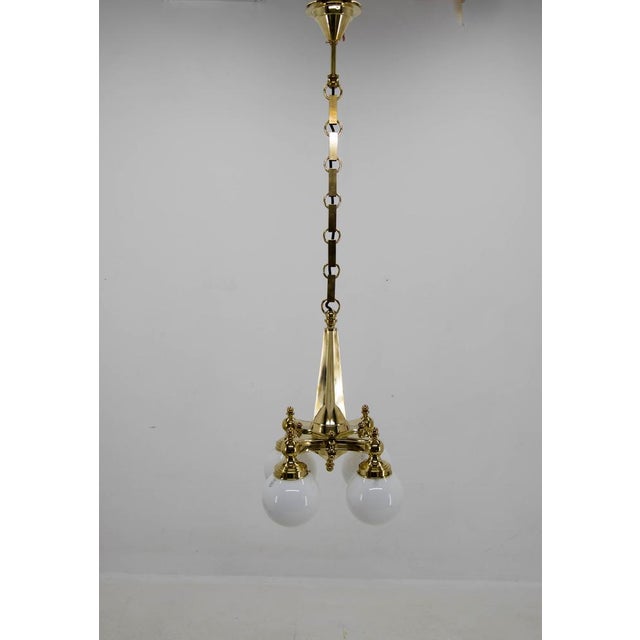 Art Deco Brass Chandelier, 1920s For Sale - Image 6 of 15