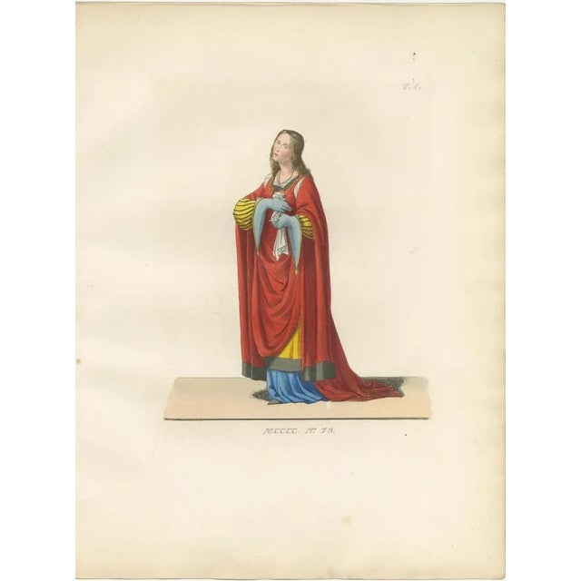 French Youth and Italian Nobleman and Noblewoman in Renaissance Costume, 1845, Paper, Set of 3 For Sale - Image 3 of 10