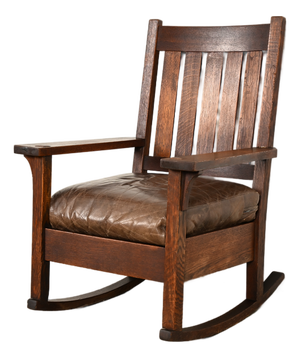 Gustav Stickley Antique Mission Oak Arts & Crafts Rocking Chair, Circa 1910