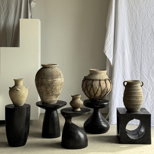 Wood Side Table in Black, 1980s For Sale - Image 10 of 11