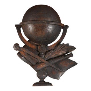 19th Century French Carved Oak Wall Fragment Depicting Scientific Instruments For Sale