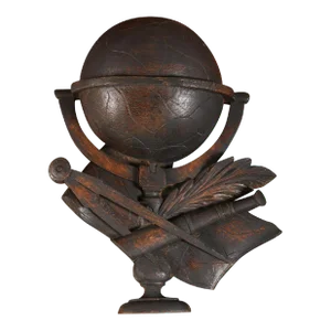 19th Century French Carved Oak Wall Fragment Depicting Scientific Instruments