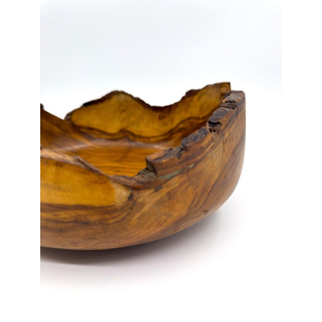 Wood Hand-Carved 10.25" Olive Wood Live Edge Bowl – Handcrafted in Peru For Sale - Image 7 of 11