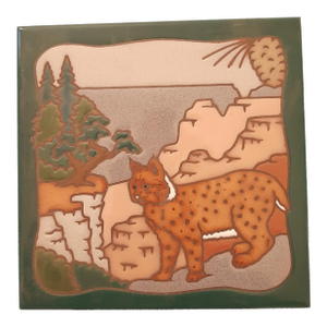 Lynx Bobcat Mountain National PArk Glazed Tile Trivet