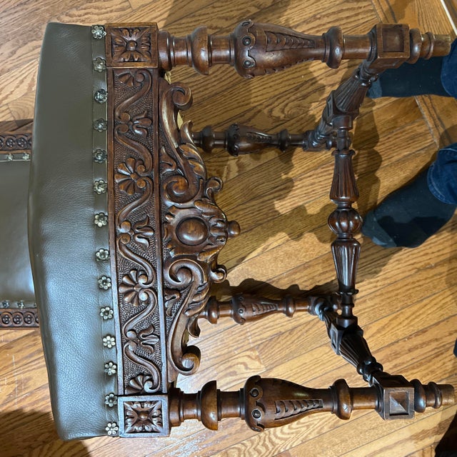 An Antique High-Back Side Chair or Small Throne Chair, in a Spanish Renaissance, Jacobean, or Louis XIII Style From the 19th Century. For Sale - Image 12 of 12