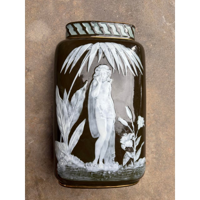 Ceramic 19c Victorian George Jones Pâte-Sur-Pâte Vase For Sale - Image 7 of 11