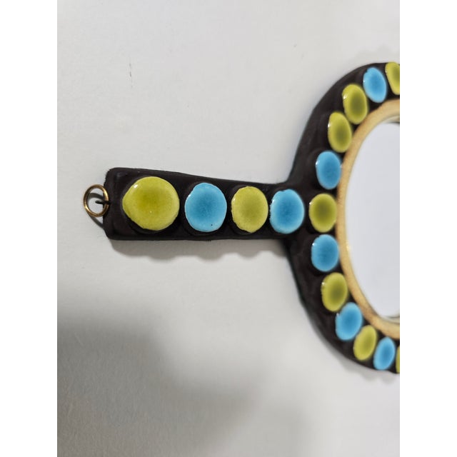 Ceramic Cléo Hand Mirror by Mithé Espelt, 1950s For Sale - Image 7 of 9