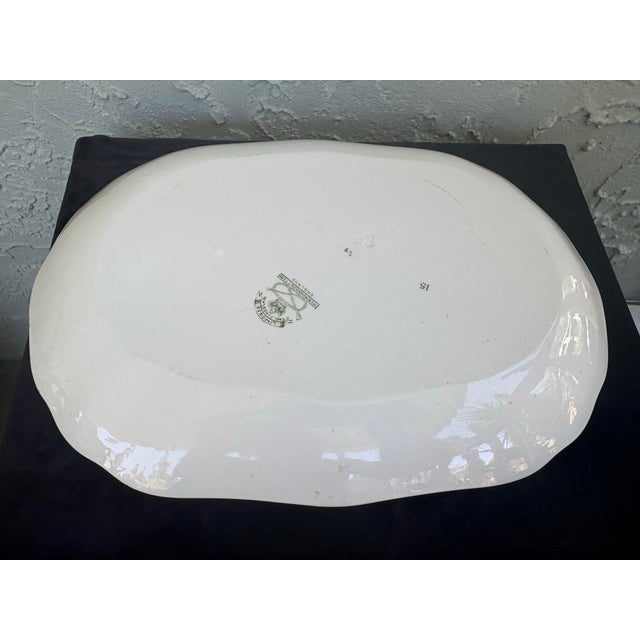 Green Antique Haviland Limoges Covered Serving Dish With Underplate – Green & Gilt Transferware For Sale - Image 8 of 10