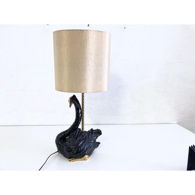 Black Sculpable Ceramic Table Lamp with Swan by Ceramiche Zanotto, Bassano, 1960s For Sale - Image 8 of 18