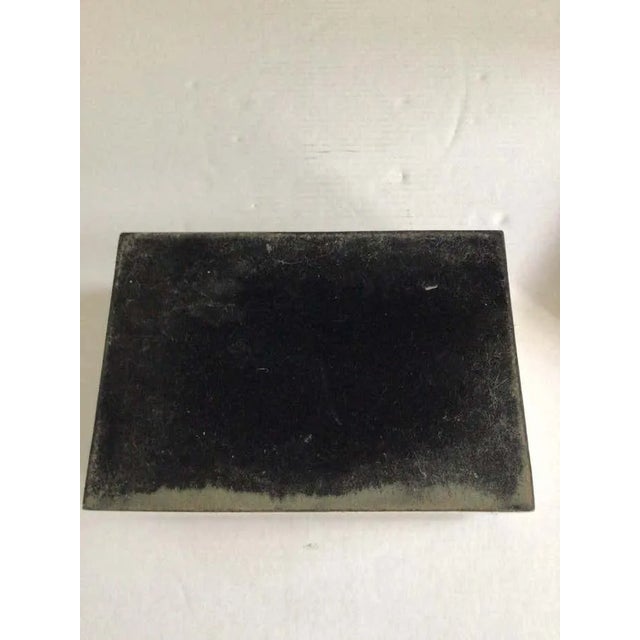 1980s Tessellated Stone Box with Black Tessellated Stone Inset Interior covered in velvet/fabric