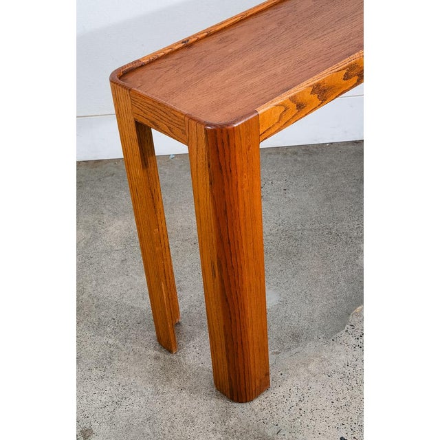 Brown 1960s Mid Century Modern Console Table Solid Oak Wood American Foyer Shelf Sofa MCM For Sale - Image 8 of 12
