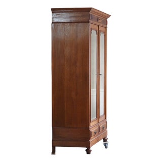Gründerzeit Oak Wardrobe with Mirror, 1890 For Sale