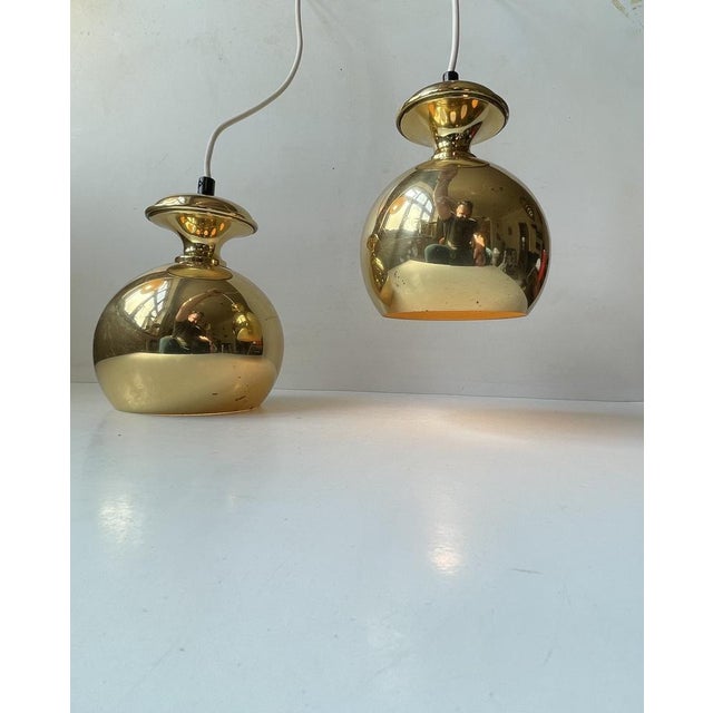 Vintage Brass Pendant Lamps attributed to Hans-Agne Jakobsson for Markaryd, 1960s, Set of 2 For Sale - Image 10 of 13