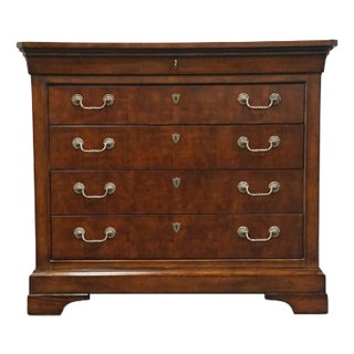 Henredon Furniture Solid Walnut Traditional Georgian Style 44" Five Drawer Gentleman's Chest 6201-06-93 For Sale
