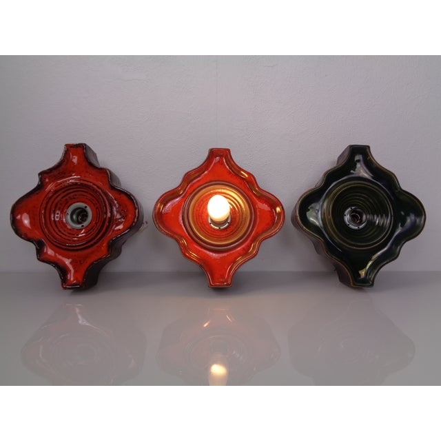 Pop Art German Ceramic Wall Lamps, 1970s, Set of 3 For Sale - Image 11 of 18