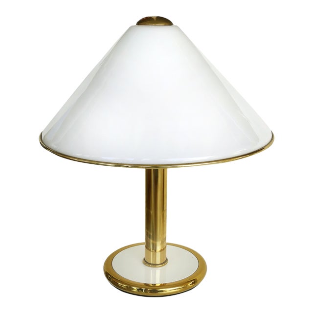 F. Fabbian Castelminio DI Resana Treviso/ Italy Glass & Brass Table Lamp For Sale