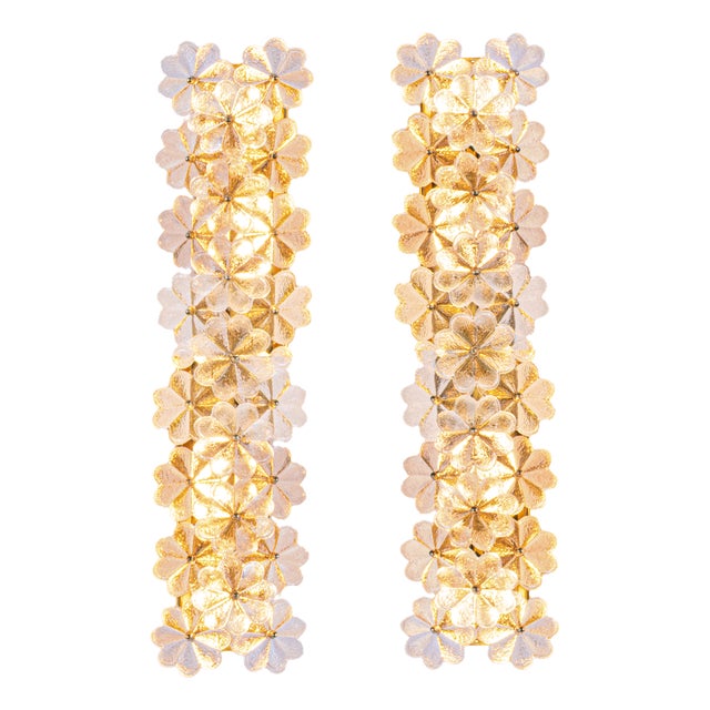 Vintage Wall Sconces in Crystal and Brass by Ernst Palme, Germany, 1960, Set of 4 For Sale