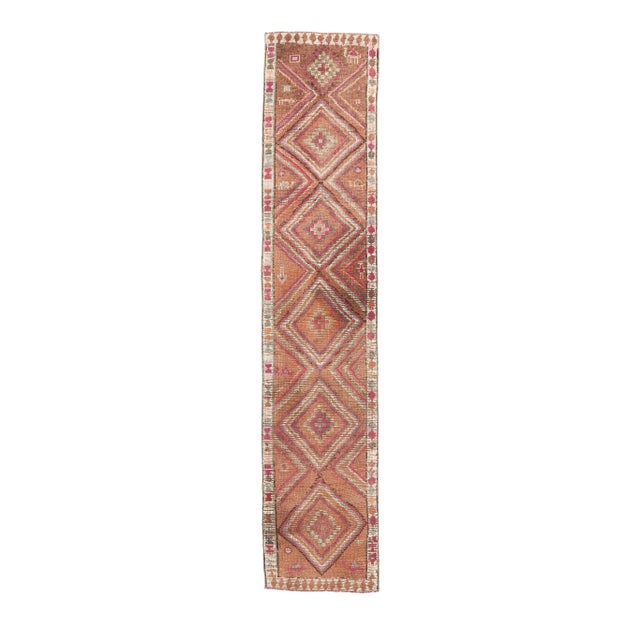Vintage Coral-Red, Orange Turkish Hand-Knotted Runner For Sale - Image 9 of 9