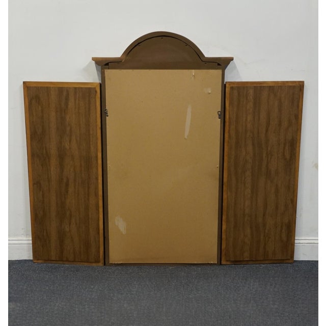 Late 20th Century High End Vintage Burled Walnut Italian Provincial 58" Tri-View Mirror For Sale - Image 5 of 5