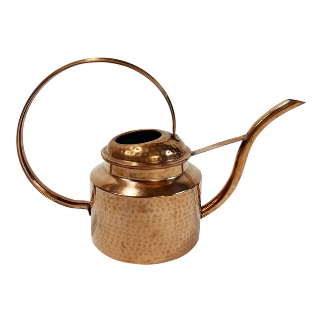 Vintage Sculptural Hammered Copper Watering Can For Sale