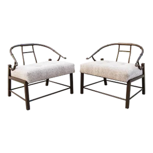 Mid 20th Century Faux Bamboo Accent Chairs in the Style of Mastercraft's "Empress" Chair - Set of 2