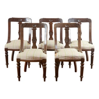 Vintage Carved Armchairs, Set of 5 For Sale