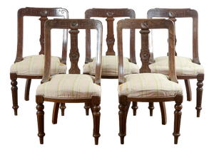 Vintage Carved Armchairs, Set of 5