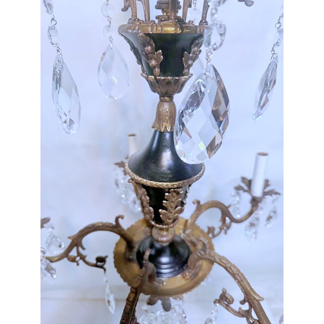 Traditional 1950s Decorative Black and Bronze Chandelier For Sale - Image 3 of 10