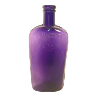 Circa 1900 Warranted Glass Flask Bottle Antique Americana For Sale