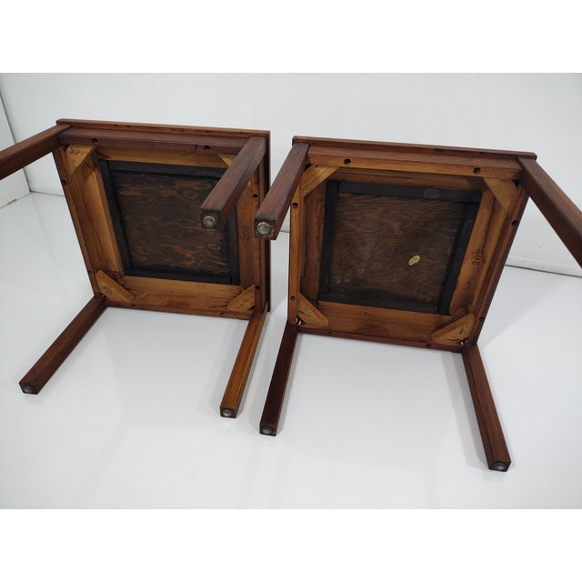1970s Tile Top Walnut End Tables - a Pair For Sale - Image 12 of 13