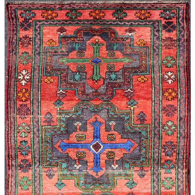 Vintage Caucasian Kazak Rug With Triple Geometric Medallions 4'1 X 7'0 For Sale - Image 4 of 13