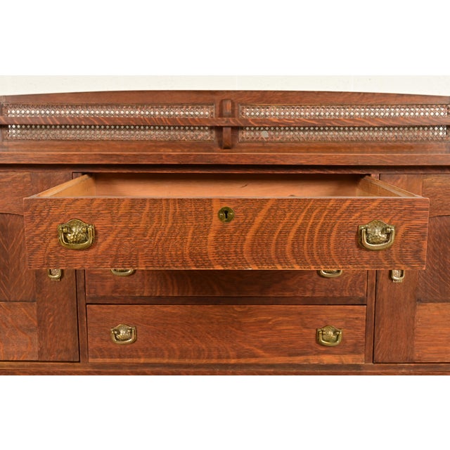 Brown Lifetime Furniture Antique Mission Oak Arts & Crafts Sideboard, Circa 1910 For Sale - Image 8 of 17