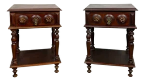 Pair of Spanish Carved Wood Nightstands, 20th Century