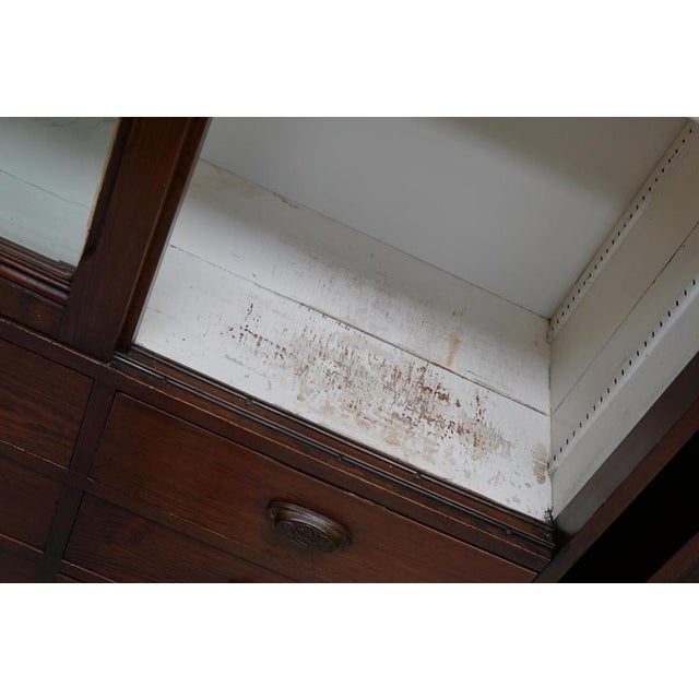 Large Antique Belgian Pitch Pine Apothecary Shop Cabinet, 1900s For Sale - Image 14 of 18