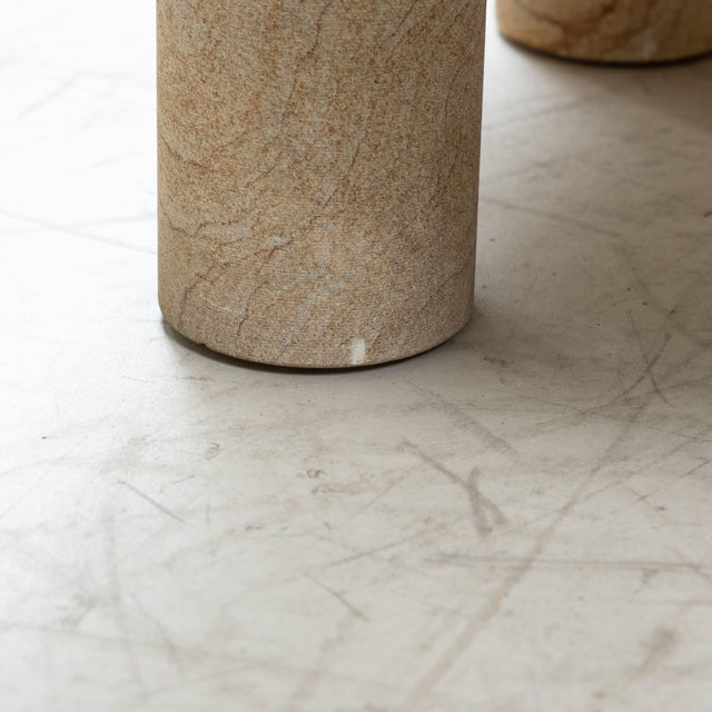 Golden Stone Tables with Interlocking Legs, 1970s, Set of 3 For Sale - Image 3 of 18